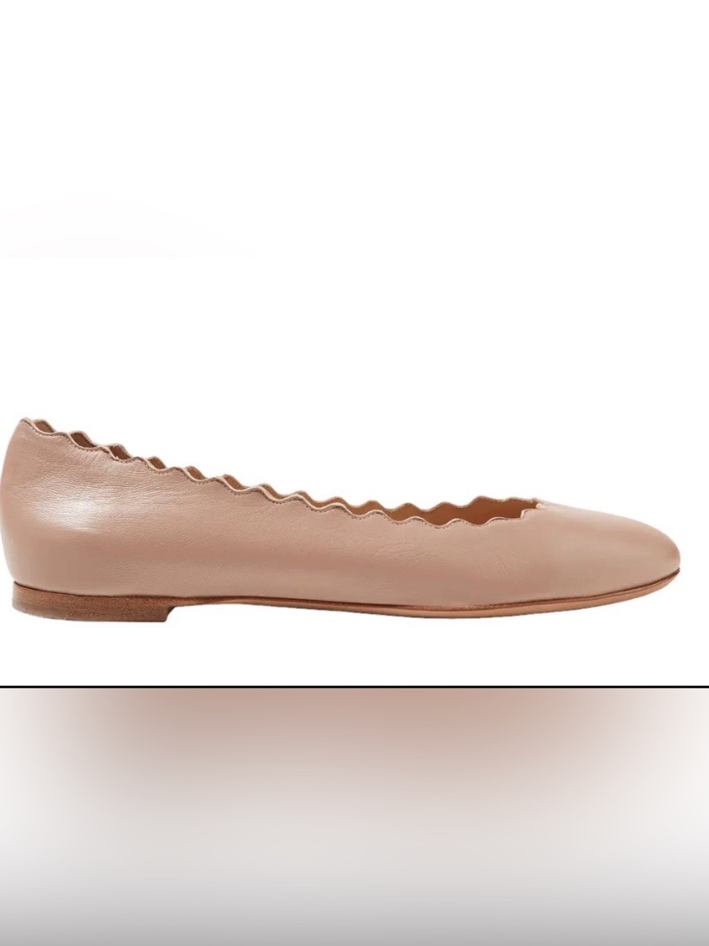 Chloe Lauren Scalloped Leather Pink Ballet Flats